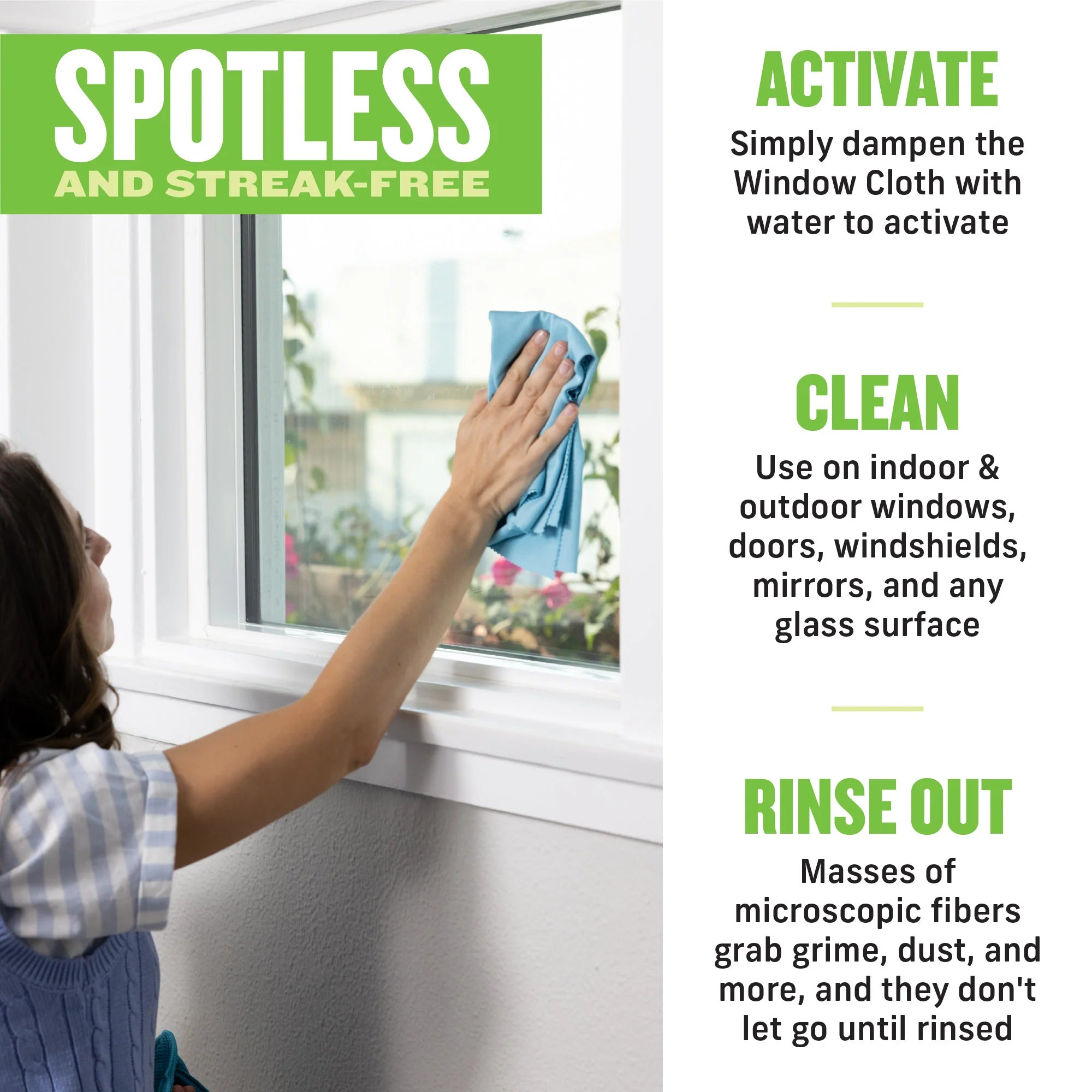 E-Cloth Window Cleaning Kit - Green - 2 Cloths-10615W