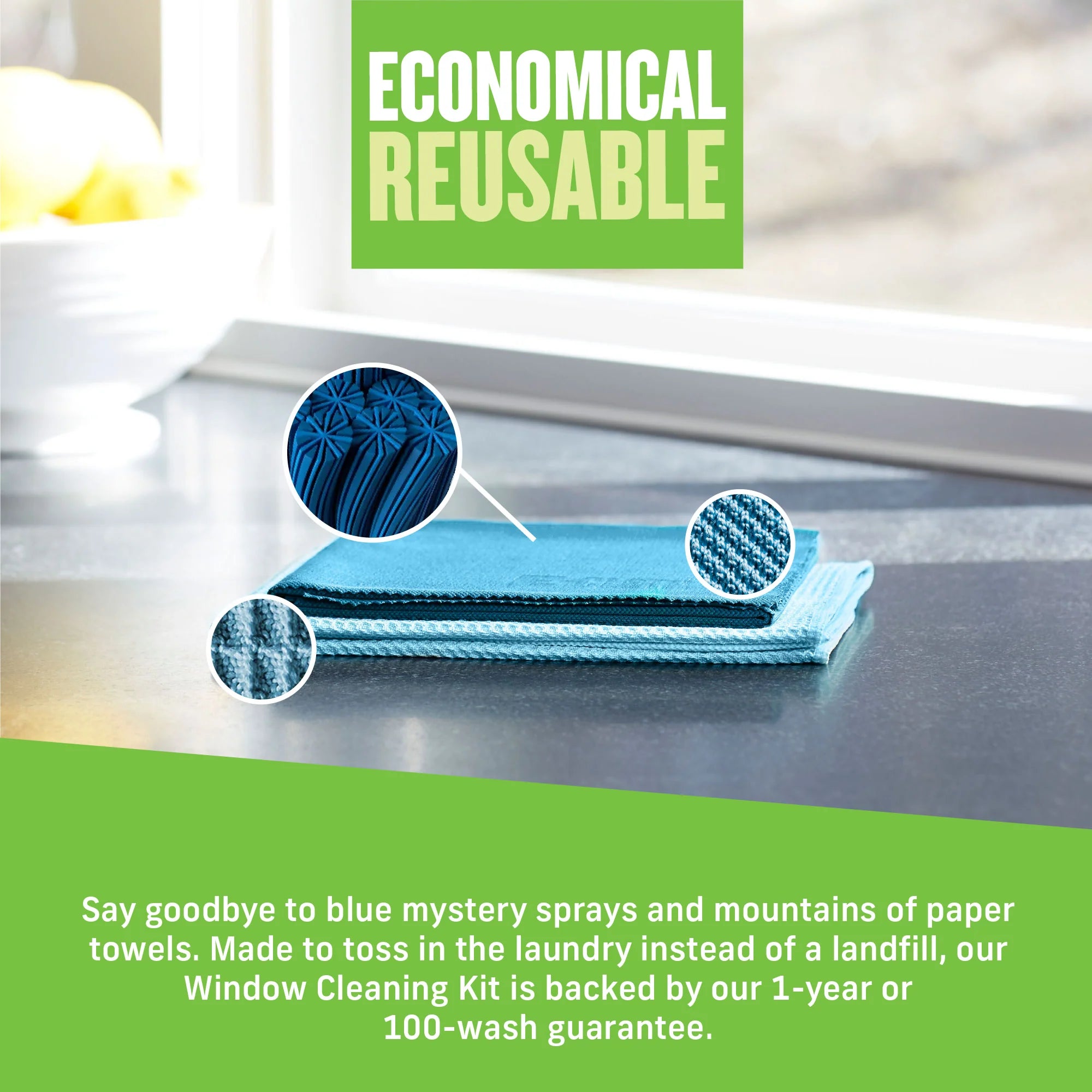E-Cloth Window Cleaning Kit - Green - 2 Cloths-10615W