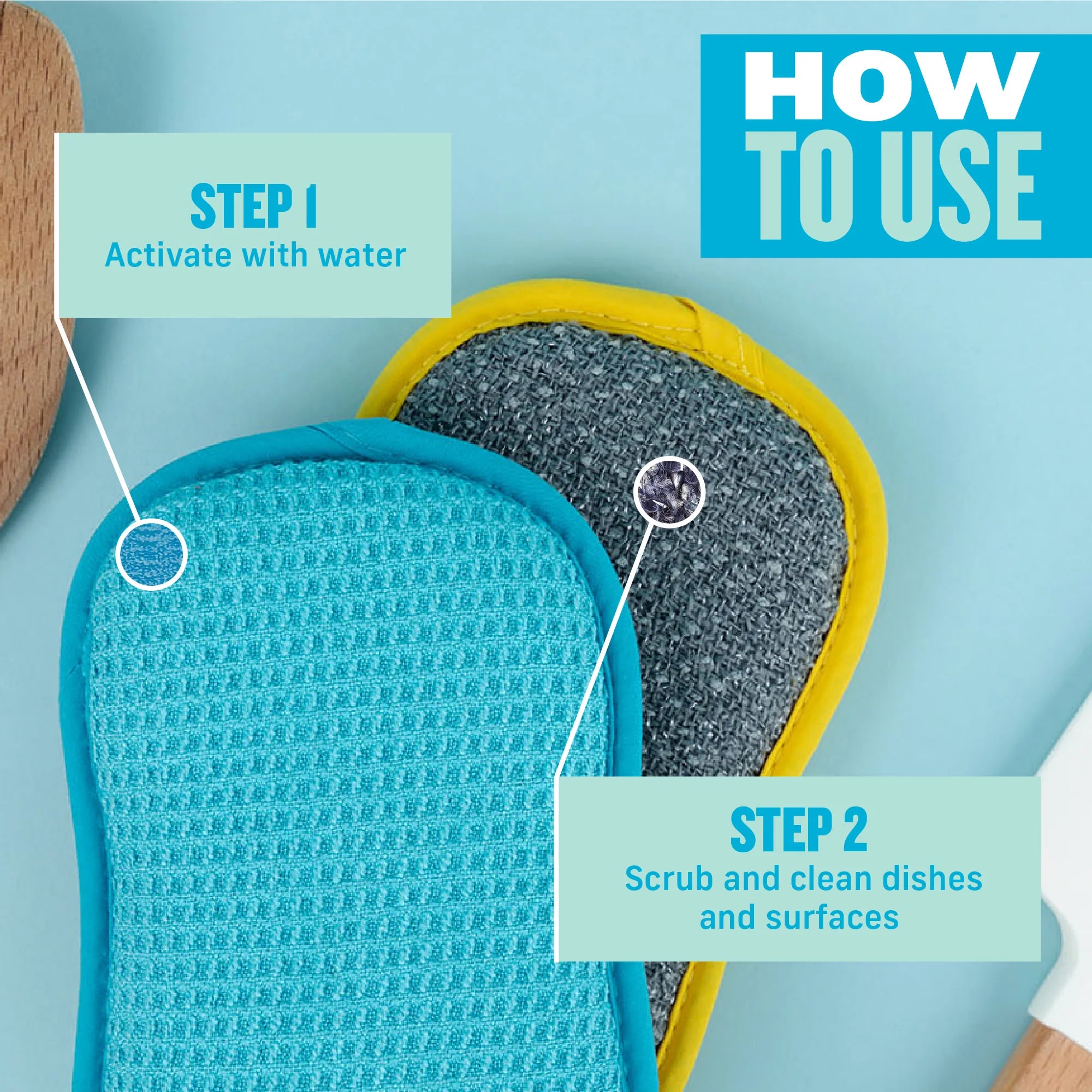 E-Cloth Washing Up Pad - Blue-10626B