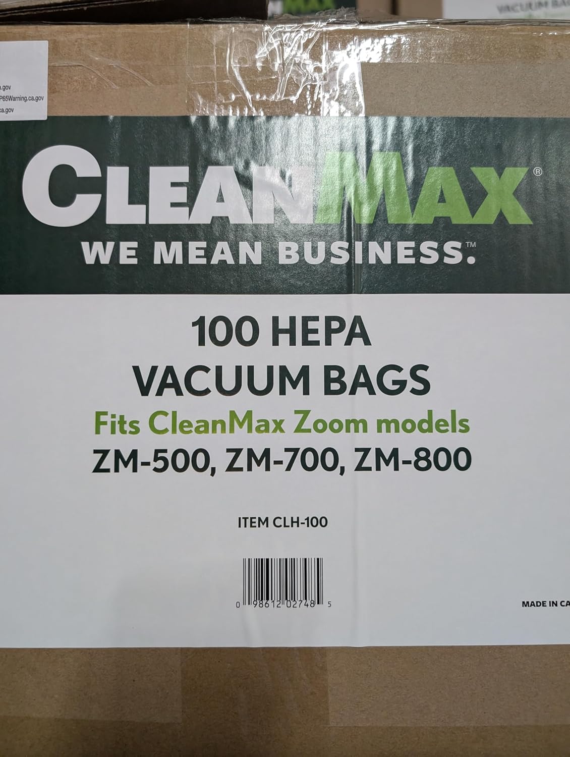 CleanMax HEPA Vacuum Bags CLH-6 & CLH-100 – Bulk Case for Zoom 500, 700, and 800 Cordless Vacuums