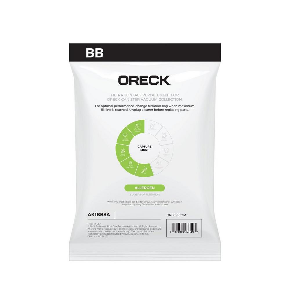 Oreck Style BB Handheld Filtration Bags (8 Pack)