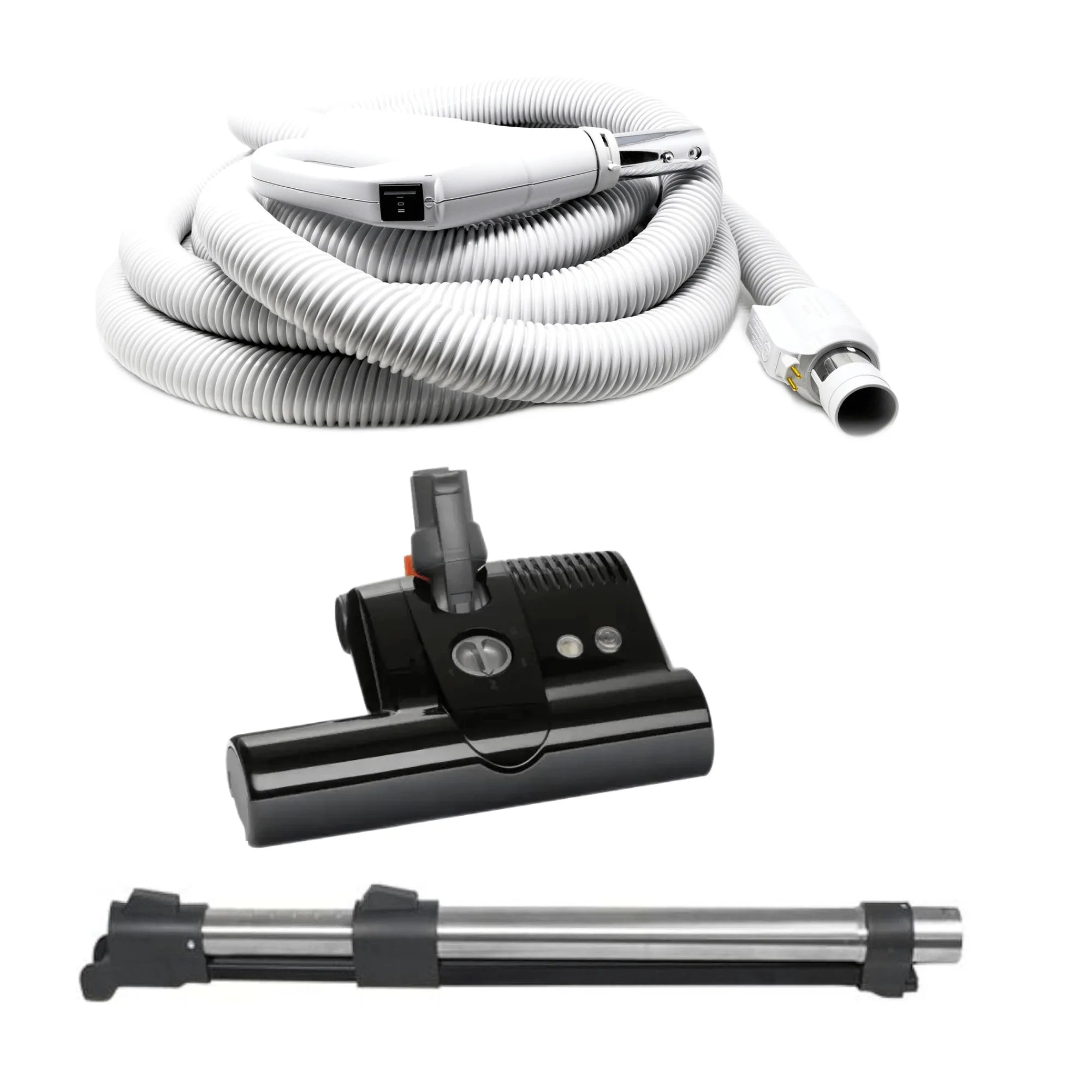 Clean Obsessed Central Vacuum Attachment Kit 30′ Direct Connection Hose with 15″ Power Nozzle (Black) #PSB30D15