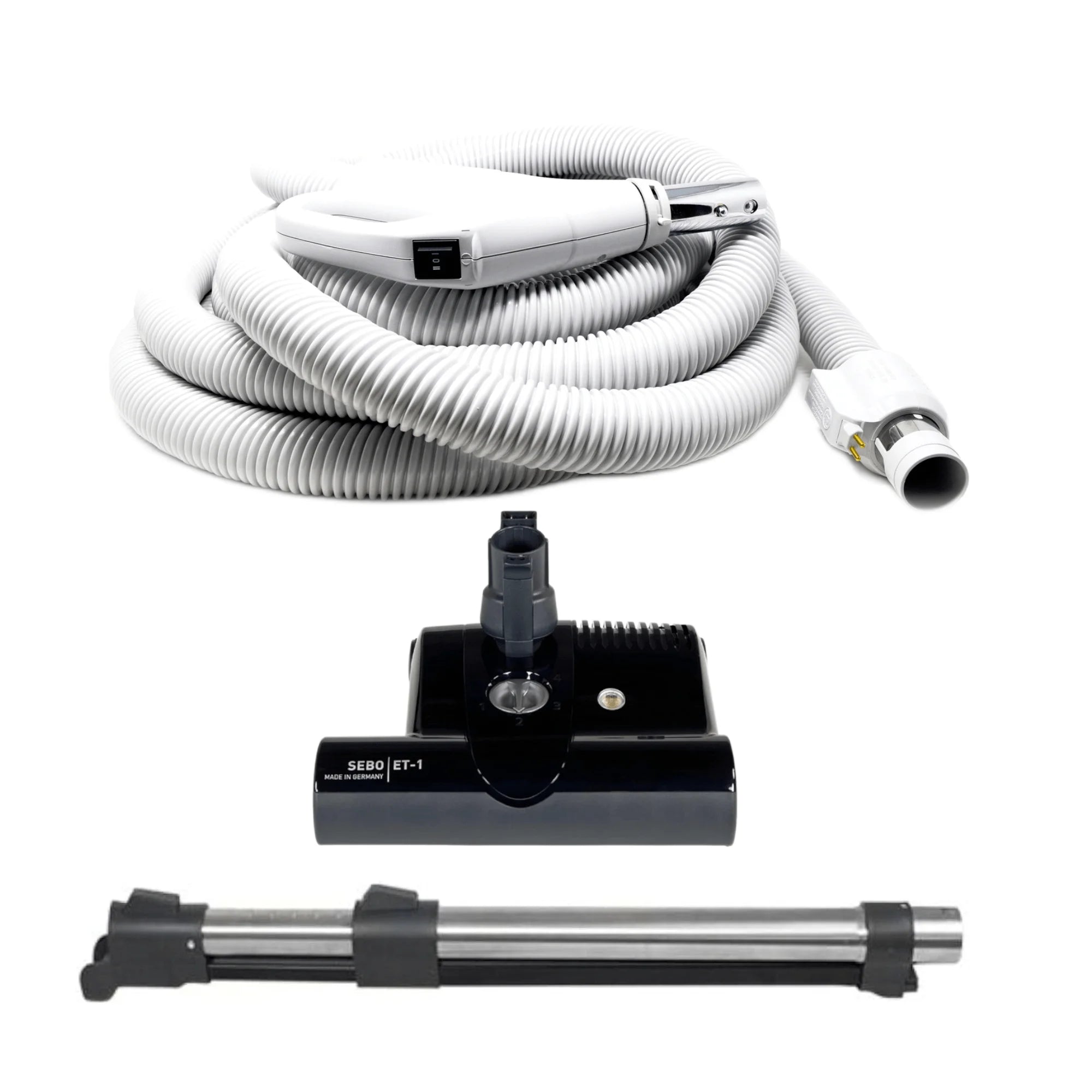 Clean Obsessed Central Vacuum Attachment Kit 30′ Direct Connection Hose with 12″ Power Nozzle (Black) #PSB30D