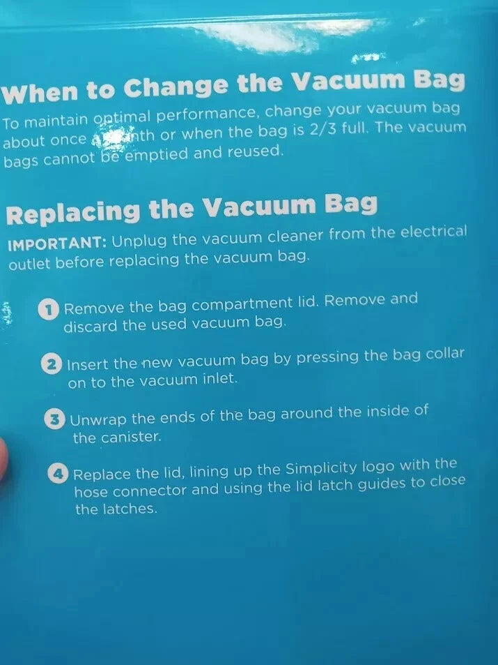 Simplicity Brio Vacuum Bag 3‑Pack SBCH‑3 – Replacement Dust Bags