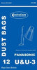 PANASONIC,U,U-3, PAPER BAGS-12PK,ENV,UPRIGHT,REPL
