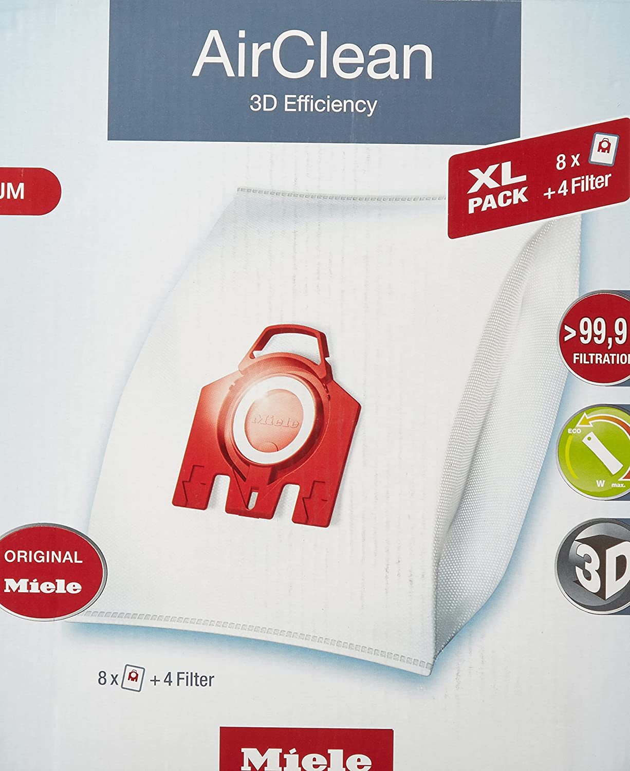 Miele AirClean 3D XL Pack FJM 8 Bags – Genuine Dustbag Set