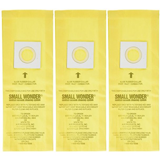 HP Vacu-Flo Gen. Central Vacuum Small Wonder Bags 3Pk