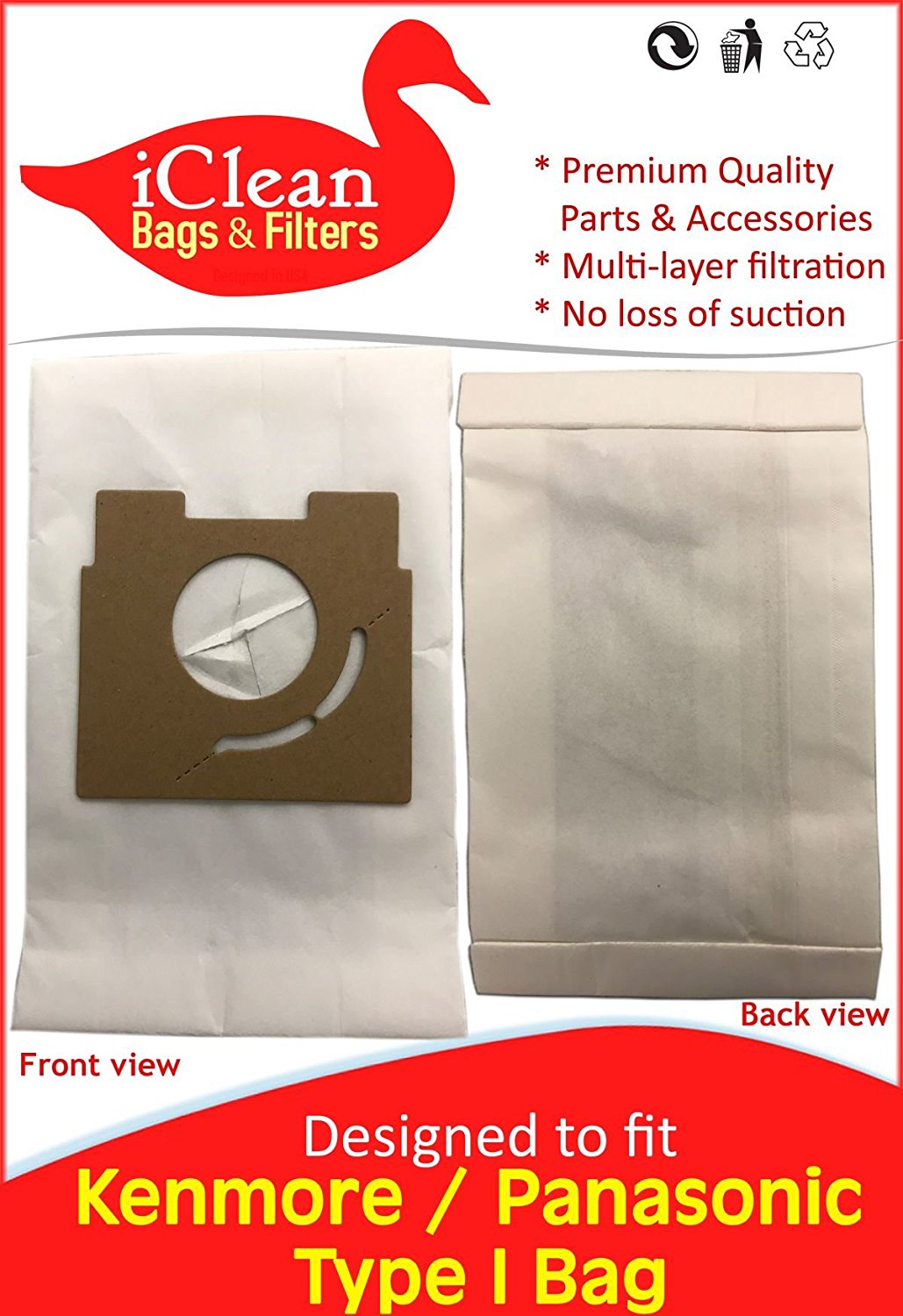 Kenmore I Bag 50570 - Premium Replacement Bags By iClean Vacuums $$ Better Quality Better Value