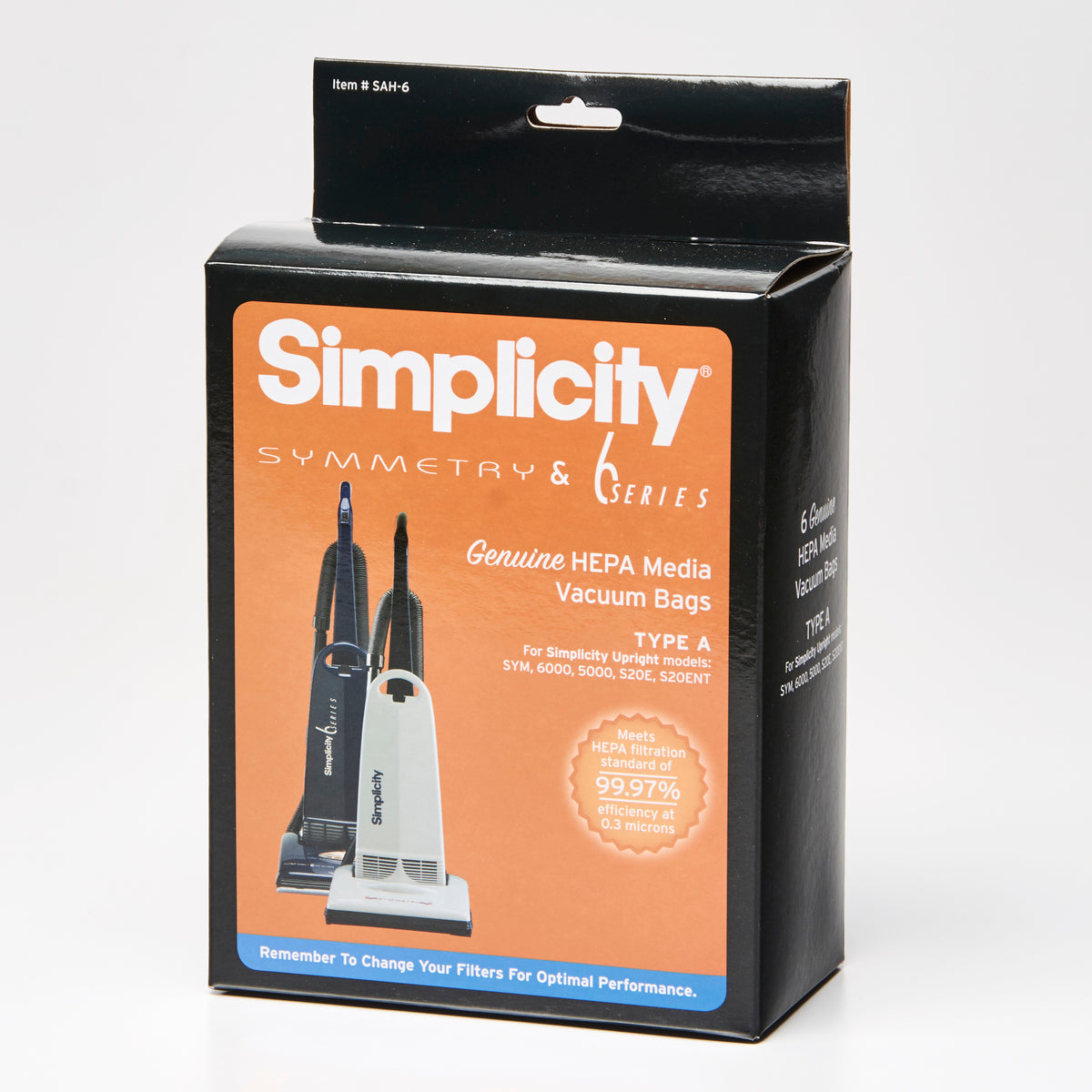 Simplicity HEPA Media Vacuum Bag SAH-6 for Canisters – 6 Pack