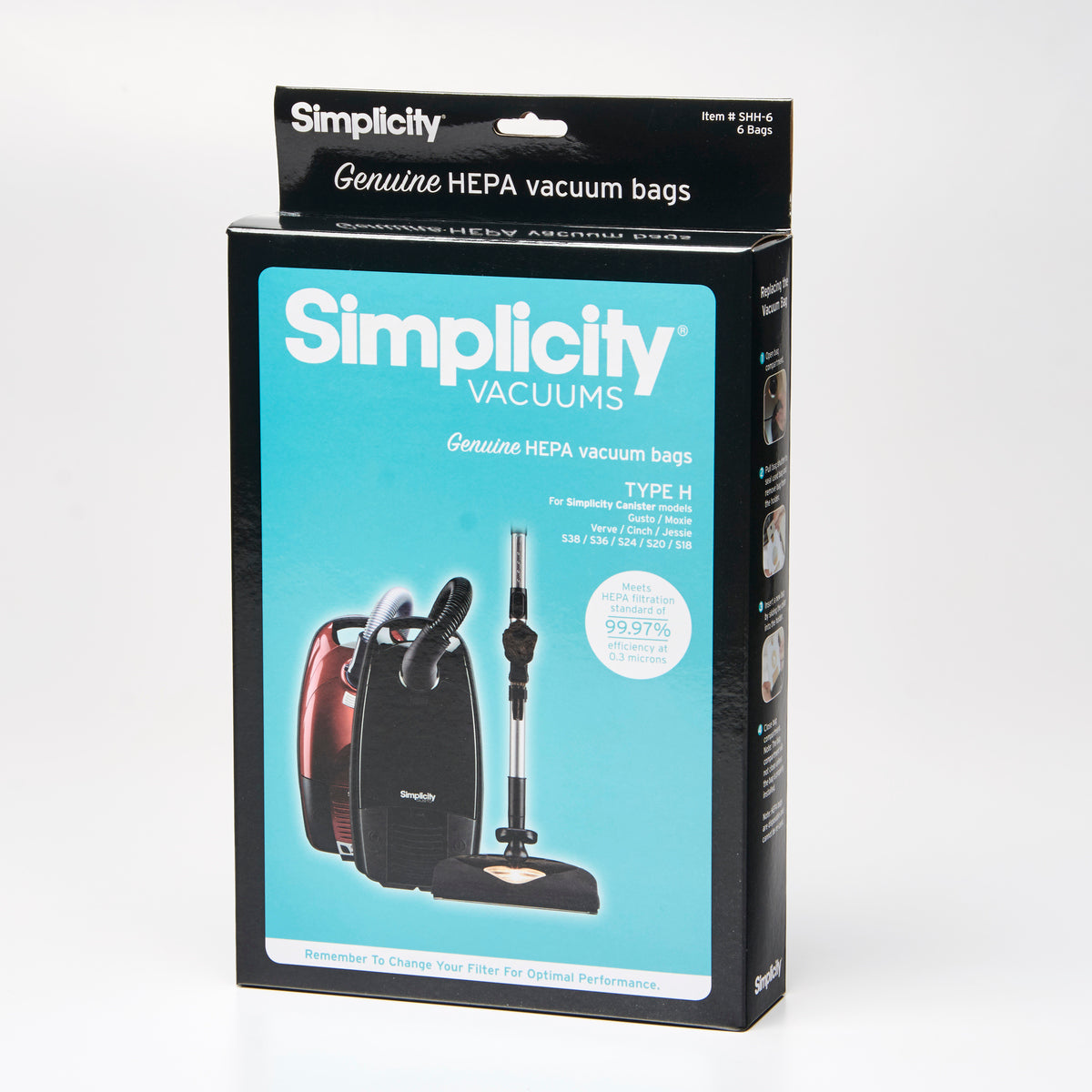 Simplicity Style H HEPA Vacuum Bags SHH-6 | 6-Pack Allergen Filtration
