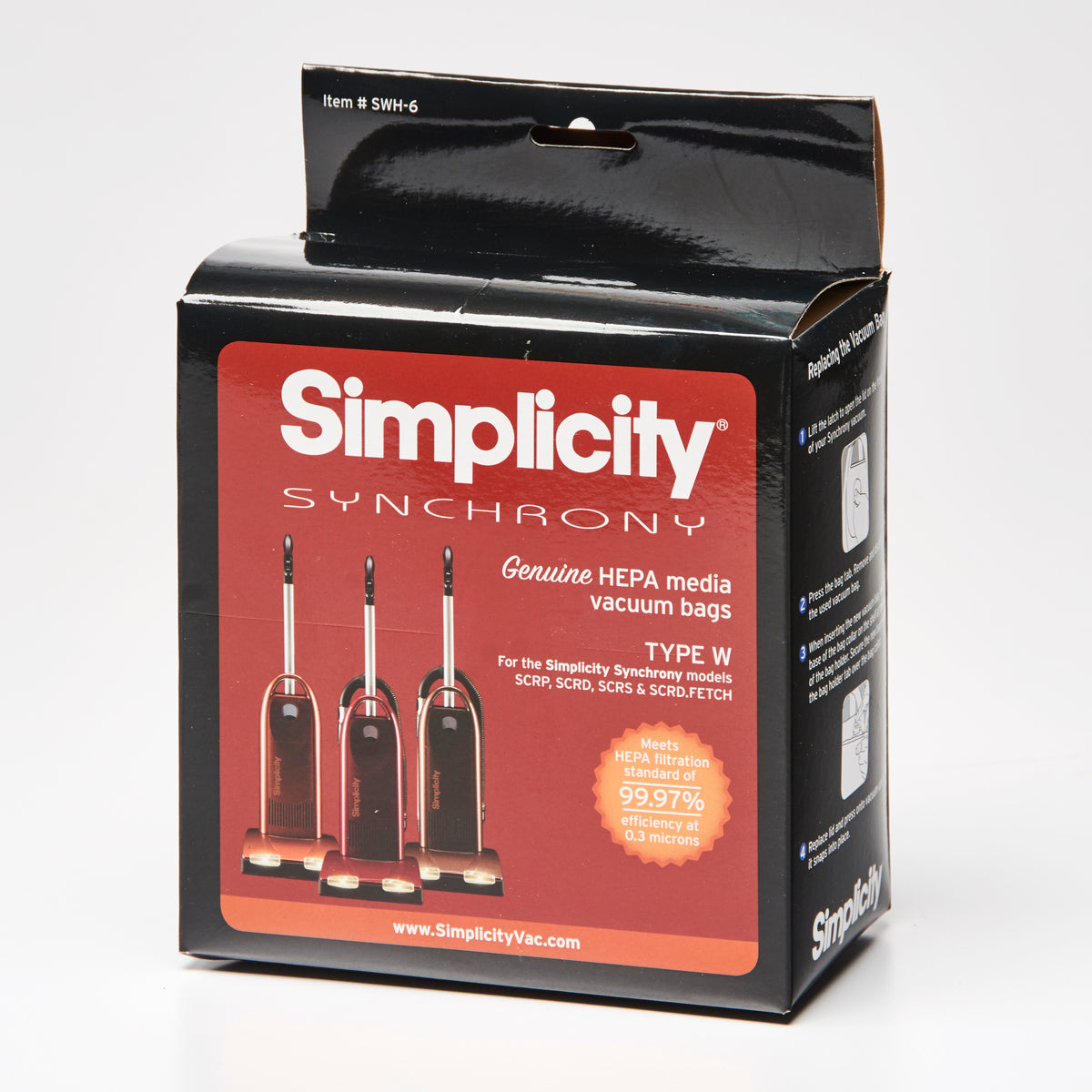 Simplicity Synchrony SWH‑6 HEPA Media Bags — Premium Allergen Filtration