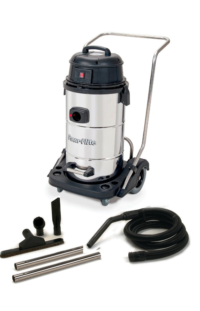 Powr-Flite PF53-Wet Dry Vacuum 15 Gallon With Stainless Steel Tank and Tool Kit