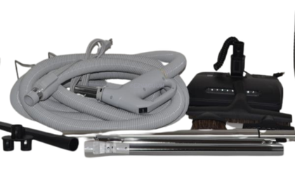 Central Vacuum Kit with 30 feet Hose with Pigtail, T5 Power Nozzle, Wands, Telescopic Wand & Tools