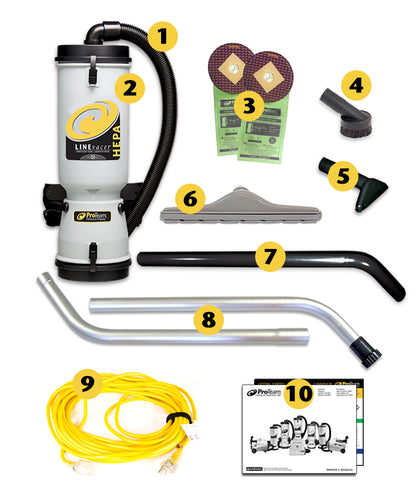 ProTeam LineVacer HEPA 10 qt. Backpack Vacuum w/ High Filtration Tool Kit - 100277 available at Ace Vacuums