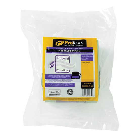 ProTeam Intercept Micro Filter Bag, Open Collar, Fits Super HalfVac Pro (10-Pack) #106960