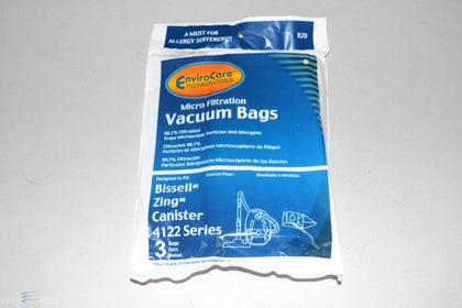 Bissell Paper Bags for 4122 Zing Canister ( 3 pack )  Part  #820