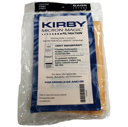 Kirby G4, G5, G6 & G7 Genuine Vacuum Cleaner Bags 3-Pack Part #197294S available at Ace Vacuums