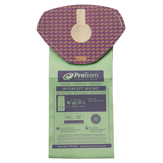 ProTeam 10 qt. Intercept Micro Filter Bag, Closed Collar, Fits ProTeam Super Coach Pro 10 and GoFit 10 Backpack Vacuums (10 pk.) #107680