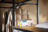 Miele WA CDC 0603 L DownCare capsules — capsule packaging beside a down vest