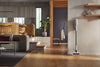 Miele Duoflex HX1 Extra Cordless Vacuum Brilliant White — wall-mounted vacuum in a living room