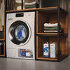 Miele WA UP2 1403 L NA UltraPhase 2 — detergent cartridges beside a washing machine