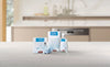 Miele All in One Set Dishwasher detergent set 11791100, set on kitchen countertop
