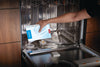 Miele All in One Set Dishwasher detergent set 11791100, OptiSalt poured into dishwasher salt reservoir