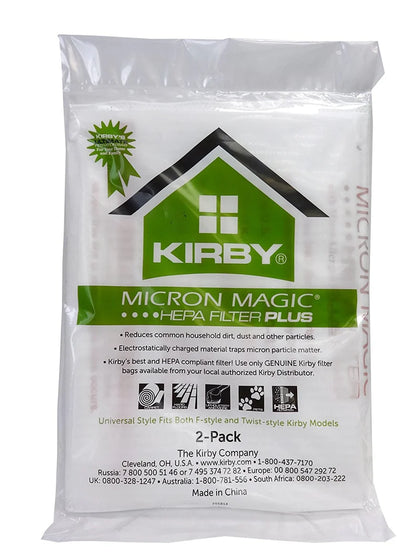 Kirby Genuine Micron Magic Allergen Plus HEPA Vacuum Bags 2-Pack for Avalir, Sentria & Generation Models – Part #205814A / 205814