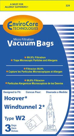 Hoover WindTunnel 2 W2 Vacuum Bags 3-Pack Generic Replacement – Part #401010W2