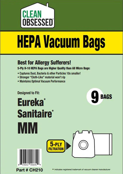 Clean Obsessed Eureka Sanitaire Type MM HEPA Vacuum Bags – 9 Pack Part #CH210