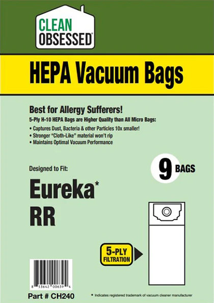 Clean Obsessed Eureka Type RR HEPA Vacuum Bags – 9 Pack Part #CH240