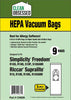 Clean Obsessed Riccar Type R10 S/D/O/P Supralite Simplicity S10P/S HEPA 9/pk Part# CH828
