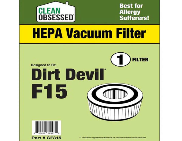Clean Obsessed Royal/Dirt Devil F15 for Vibe & Easy Clean Bagless – Part# CF315