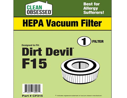 Clean Obsessed Royal/Dirt Devil F15 for Vibe & Easy Clean Bagless – Part# CF315 available at Ace Vacuums