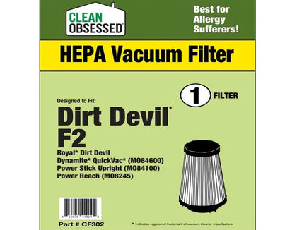 Clean Obsessed Royal/Dirt Devil F2 Cartridge Filter for Stick Vacuums – Part# CF302 available at Ace Vacuums