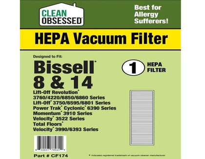 Clean Obsessed Bissell Style 8/14 HEPA Filter with Charcoal 1/Pk – Part# CF174 available at Ace Vacuums