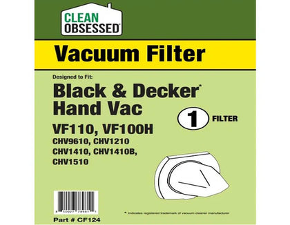 Clean Obsessed Black & Decker Hand Vac Filter #VF110, VF100H 1/pk – Part# CF124