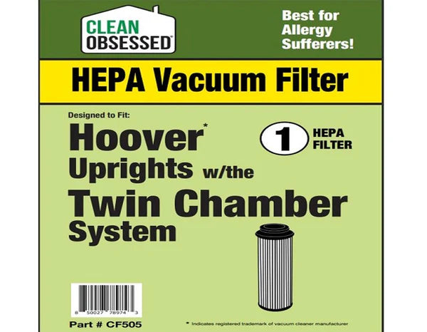 Clean Obsessed Hoover Twin Chamber Bagless Upright HEPA Cartridge – Part# CF505