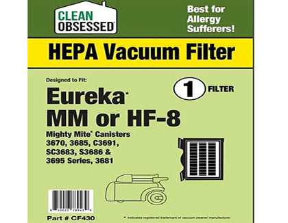 Clean Obsessed Eureka Mighty Mite HF8 HEPA Filter 1/pk – Part# CF430 available at Ace Vacuums