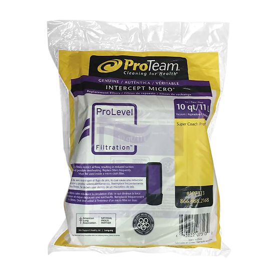ProTeam 10 qt. Intercept Micro Filter Bag, Open Collar, Fits Super Coach Pro 10 and GoFit 10 Backpack Vacuums (10 Pack) 107313