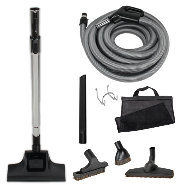 Essential Central Vacuum Attachment Kit with 30' Hose and Turbo Head (Universal Fit) – Part# 416EBL