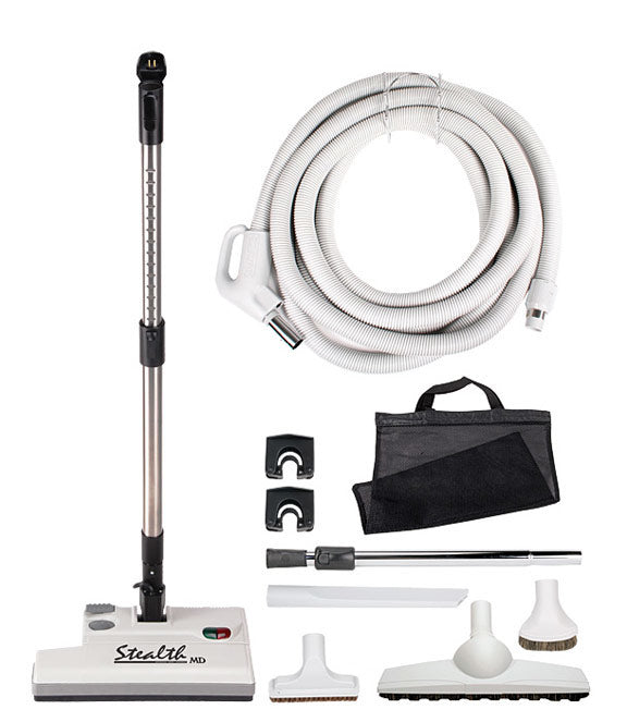 MD Central Stealth Central Vacuum Attachment Kit 30' Direct Connect Hose with 15" Power Nozzle – Part #423G30