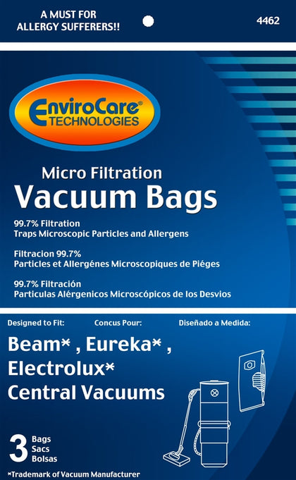 Beam / Eureka Paper Bags for Central Vacuums  (3 Pk)