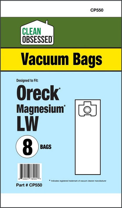 Clean Obsessed Oreck Type LW Magnesium Micro Paper Bags 8/PK Part #CP550