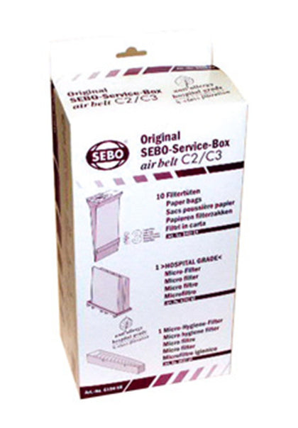 Sebo Service Box C (20-Piece Carton) – 10 Paper Bags, Microfilter & Exhaust Filter – 6198A2