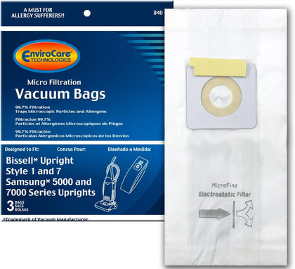 Bissell Paper Bags for Uprights Style 1 and Style 7 ( 3 pack )  Part #840