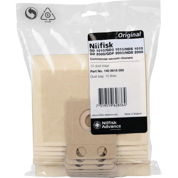 Advance / Nilfisk / Clarke Paper Bags for GDP2000 (10 Pack) | SKU 1408618000