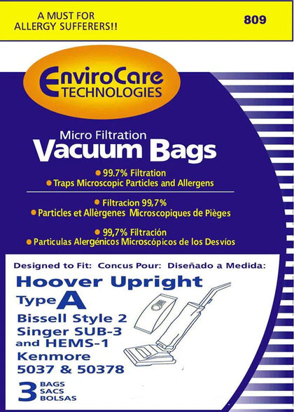 Bissell Style 2 Vacuum Bags Anti-Bacterial 3-Pack Generic Replacement Part #32014