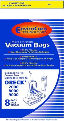 Oreck 8000-9DW XL Upright Vacuum Bags 8-Pack – Part #813