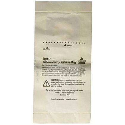 Bissell Genuine Paper Bags for Upright Power Force Series, Style 7 ( 3 pack )  Part  #32120